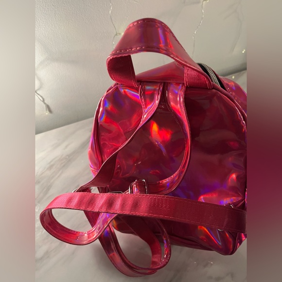 Pink Holographic Mini Backpack Womens Girls Kids Backpack - Picture 5 of 5